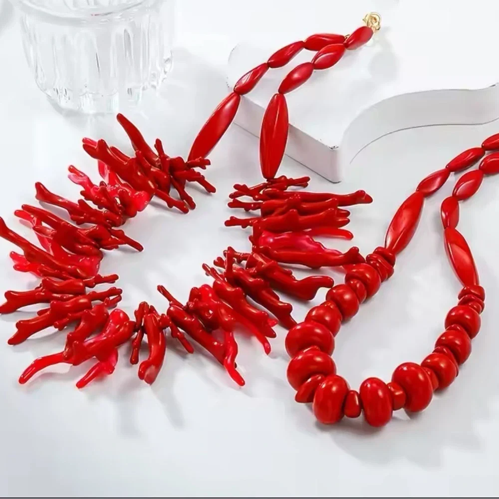 Red Coral Statement Necklace